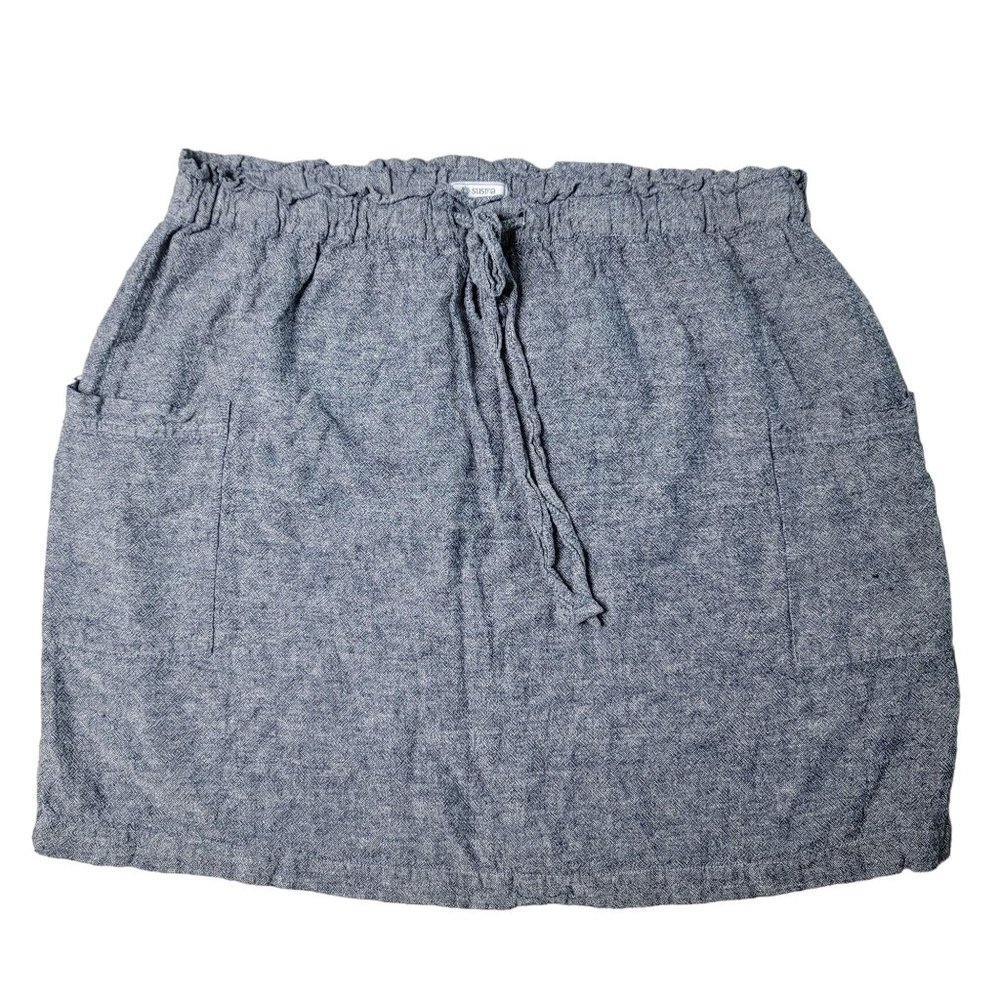Susina linen blend breathable casual skirt size 1X heather grey draw string